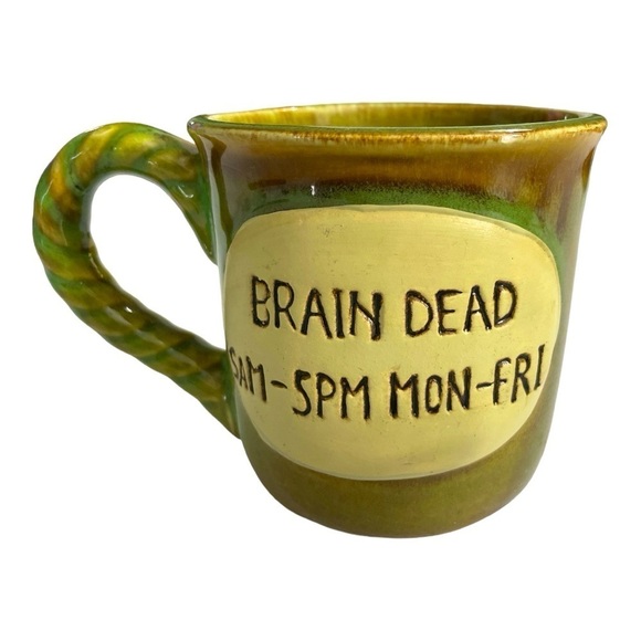 GRYPHONWARE
BRAIN DEAD 5AM- 5PM GREEN GLAZED POTTERY COFFEE MUG - Picture 9 of 13
